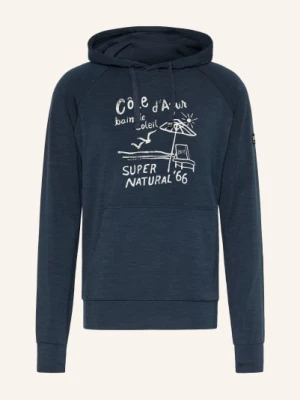 Obrázek produktu Super.Natural Mikina S Kapucí Cote D'azur S Merino Vlnou tmavě modrá / bílá