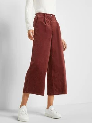 Obrázek produktu Szerokie spodnie sztruksowe culotte high-waist z wygodnym paskiem, dł. 7/8 bonprix