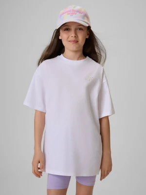 Obrázek produktu T-shirt loose hladké dívčí - bílé 4F