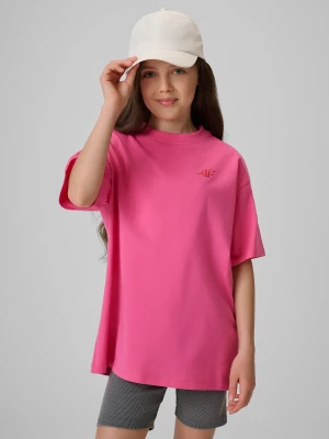 Obrázek produktu T-shirt loose hladké dívčí - růžové 4F