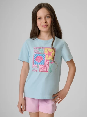 Obrázek produktu T-shirt regular s potiskem dívčí - modré 4F