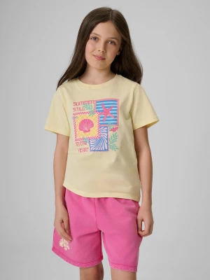 Obrázek produktu T-shirt regular s potiskem dívčí - žluté 4F