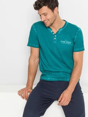 Obrázek produktu T-shirt z dekoltem henley z krótkim rękawem, z efektem sprania, z czystej bawełny organicznej bonprix