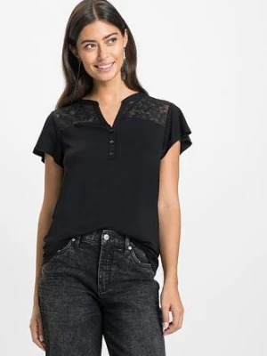 Obrázek produktu T-shirt z dekoltem henley z mieszanki wiskozy bonprix