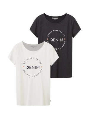 Obrázek produktu TOM TAILOR DENIM Tričko  antracitová / meruňková / přírodní bílá