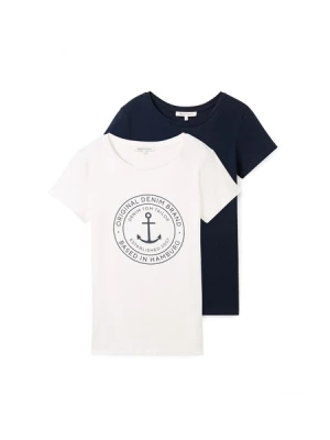Obrázek produktu TOM TAILOR DENIM Tričko  tmavě modrá / bílá