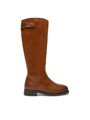 Obrázek produktu Tommy Hilfiger Kozačky ve vojenském stylu Th Stud Leather Mix Long Boot FW0FW08341 Hnědá