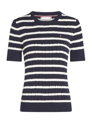 Obrázek produktu TOMMY HILFIGER Svetr 'Cable Short Sleeve'  modrá / bílá