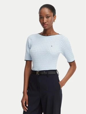 Obrázek produktu Tommy Hilfiger Svetr Fine Gg Cable Boat WW0WW50103 Světle modrá Regular Fit