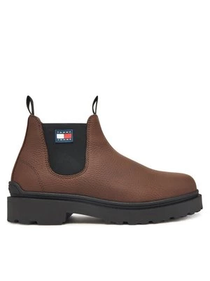 Obrázek produktu Tommy Jeans Kotníková obuv s elastickým prvkem Tjm Chelsea Leather Wl EM0EM01670 Hnědá