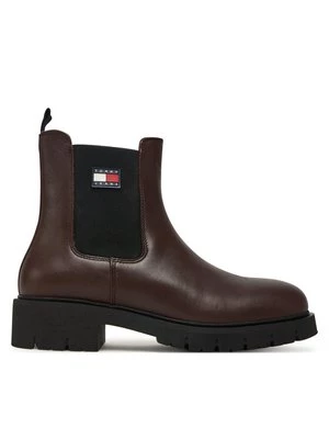 Obrázek produktu Tommy Jeans Kotníková obuv s elastickým prvkem Tjw Chelsea Leather Boot EN0EN02825 Hnědá