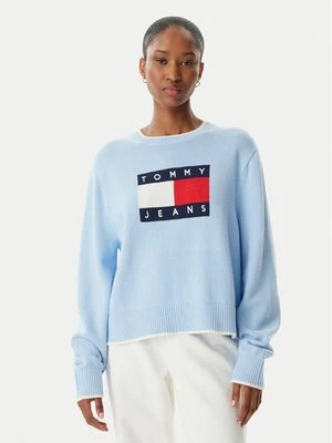 Obrázek produktu Tommy Jeans Svetr Intarsia Flag Badge DW0DW22316 Světle modrá Relaxed Fit
