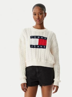 Obrázek produktu Tommy Jeans Svetr Intarsia Flag Badge DW0DW22317 Krémová Regular Fit