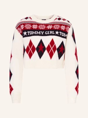 Obrázek produktu Tommy Jeans Svetr krémová / tmavě červená / tmavě modrá