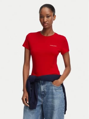 Obrázek produktu Tommy Jeans T-Shirt Ess Logo DW0DW23479 Tmavě červená Slim Fit