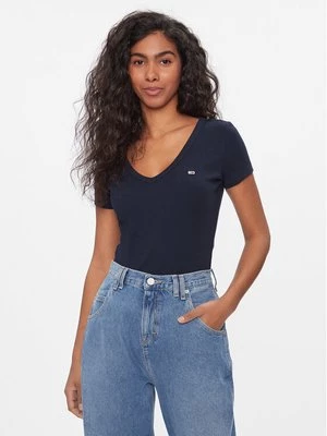 Obrázek produktu Tommy Jeans T-Shirt Tjw Slim Essential Rib V Ss DW0DW17385 Tmavomodrá Slim Fit