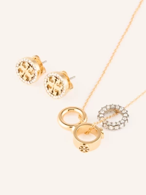 Obrázek produktu Tory Burch Sada Icon: Náhrdelník A Náušnice zlatá / bílá