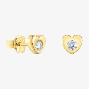 Obrázek produktu Tous - 6mm Zlaté Náušnice Ve Tvaru Srdce S Uměle Vytvořenými Diamanty Tous Lili -