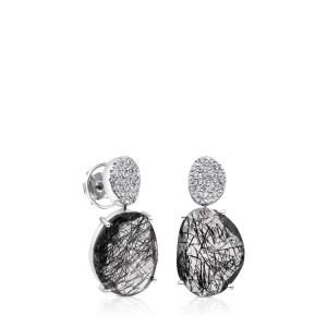 Obrázek produktu Tous - Atelier Dramatic Jewelry Earrings In White Gold With Diamonds And Tourmalinated Quartz -