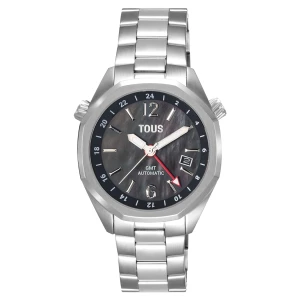 Obrázek produktu Tous - Automatické Hodinky Gmt S Ciferníkem Z Šedé Perleti A Ocelovým Článkovým Náramkem Tous Now -