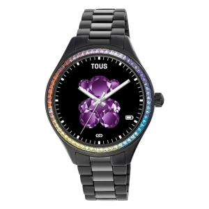 Obrázek produktu Tous - Chytré Hodinky T-Shine Connect S Řemínkem Z Černé Ip Oceli A Duhovými Kubickými Zirkoniemi -