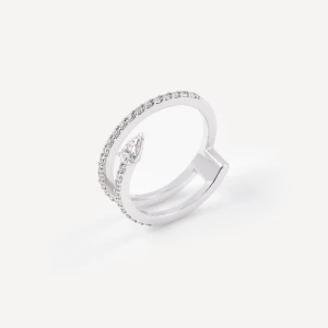 Obrázek produktu Tous - Dvojitý Prsten Tous Atelier Z Bílého Zlata S Diamanty S Brusem Ve Tvaru Hrušky Velikost
