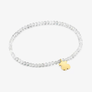 Obrázek produktu Tous - Elastický Náramek S Šedým Labradoritem A Medvídkem Ze Stříbra Pozlaceného 18karátovým Zlatem Tous Motifs -