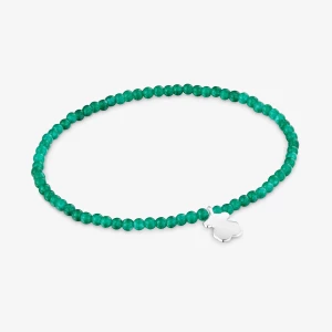 Obrázek produktu Tous - Elastický Náramek Se Zelenými Chalcedony A Stříbrným Medvídkem Tous Motifs -