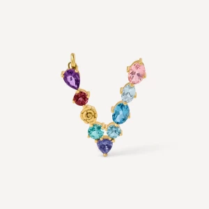 Obrázek produktu Tous - Gold Letter V Pendant With Gemstones Tous Atelier -