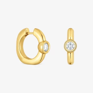 Obrázek produktu Tous - Kruhové Náušnice Ze Stříbra Pozlaceného 18karátovým Zlatem O Velikosti 18 Mm S Laboratorně Vytvořenými Diamanty Line Lgd -
