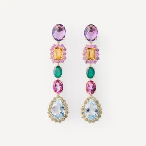 Obrázek produktu Tous - Long Gold Earrings With Gemstones Tous Atelier -