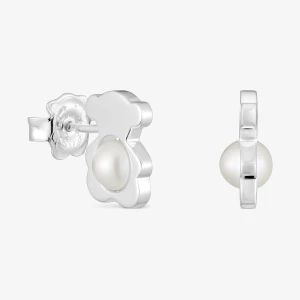 Obrázek produktu Tous - Malé 12mm Stříbrné Náušnice Ve Tvaru Medvídka S Uměle Vypěstovanými Perlami I-Bear -