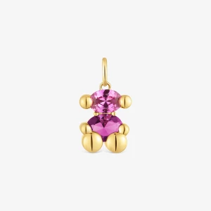 Obrázek produktu Tous - Malý Přívěsek Color Bear Lgg Ze Stříbra Pozlaceného 18karátovým Zlatem S Motivem Medvídka A Laboratorně Vytvořeným Zeleným Spinelem