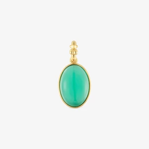 Obrázek produktu Tous - Malý Přívěsek Ze Stříbra Pozlaceného 18karátovým Zlatem Se Zeleným Chalcedonem Medallions -