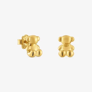Obrázek produktu Tous - Náušnice Bold Bear Ze Stříbra Pozlaceného 18karátovým Zlatem O Velikosti 10 Mm S Medvídkem -