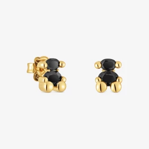 Obrázek produktu Tous - Náušnice Color Bear O Velikosti 8 Mm Ze Stříbra Pozlaceného 18karátovým Zlatem S Motivem Medvídka Z Onyxu -