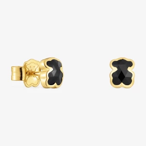 Obrázek produktu Tous - Náušnice Tous Icon Color O Velikosti 6 Mm Ze Stříbra Pozlaceného 18karátovým Zlatem S Medvídkem Z Onyxu -