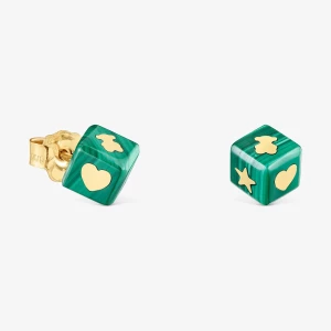 Obrázek produktu Tous - Náušnice Ze 14karátového Zlata S Malachitem Cube -