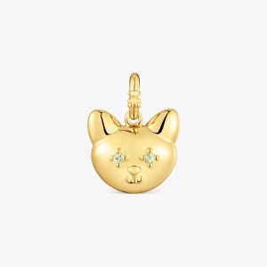 Obrázek produktu Tous - Přívěsek Ve Tvaru Kočky Ze Stříbra Pozlaceného 18karátovým Zlatem S Peridotem Medallions -
