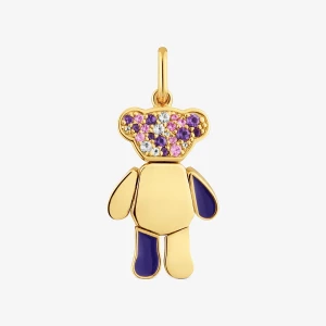 Obrázek produktu Tous - Přívěsek Ve Tvaru Medvídka Ze Stříbra Pozlaceného 18karátovým Zlatem S Ametysty Teddy Bear -