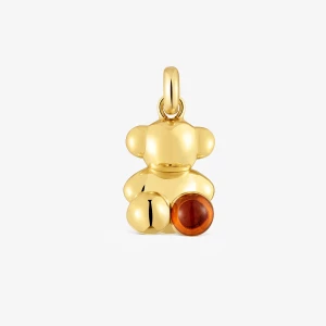 Obrázek produktu Tous - Přívěsek Ve Tvaru Medvídka Ze Stříbra Pozlaceného 18karátovým Zlatem S Jantarem Bold Bear -