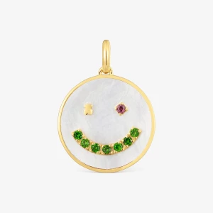 Obrázek produktu Tous - Přívěsek Ze Stříbra Pozlaceného 18karátovým Zlatem S Perletí A Drahými Kameny O Velikosti 22 Mm Smile Medallions -