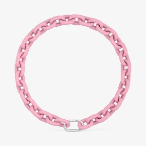 Obrázek produktu Tous - Řetízkový Náhrdelník Z Růžové Acetát Se Stříbrným Kroužkem Tous Hold Oval -