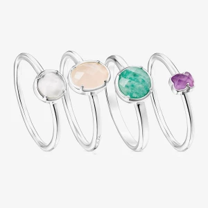 Obrázek produktu Tous - Sada Čtyř Stříbrných Prstenů Tous Cool Color S Drahokamy Velikost