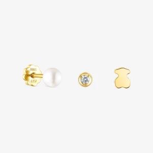 Obrázek produktu Tous - Sada Zlatých Piercingů Do Ucha Tous Pearl Ear S Diamantem A Perlou -
