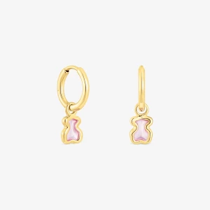Obrázek produktu Tous - Silver Vermeil Gregal Pink Bear Hoop Earrings -