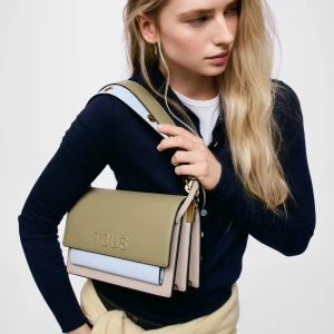 Obrázek produktu Tous - Středně Velká Crossbody Kabelka V Šedohnědé A Zelené Barvě Tous Audree Saffiano -