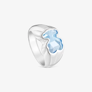 Obrázek produktu Tous - Středně Velký Stříbrný Prsten S Laboratorně Vytvořeným Modrým Spinelem Icon Color Lgg Velikost