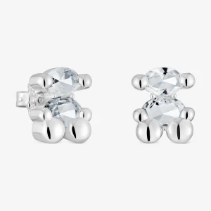 Obrázek produktu Tous - Stříbrné Náušnice Color Bear O Velikosti 14 Mm S Křišťálovým Motivem Medvídka -