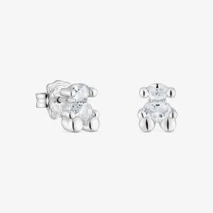 Obrázek produktu Tous - Stříbrné Náušnice Color Bear O Velikosti 8 Mm S Křišťálovým Motivem Medvídka -